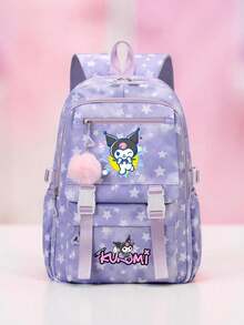 SANRIO 1件 Hello Kitty Kuromi Cinnamoroll 女款功能性後背包，星星印花大容量多口袋包，適合上學、旅行與日常使用 - 彩色 - 查看 3