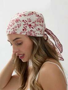 1pc Bohemian Style Ditsy Floral Soft Lightweight Summer Beach Headband - Burgundy - View 3