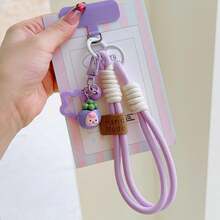1pc Dopamine Short Phone Lanyard Wrist Strap, Colorful Patchwork Fruit Keychain Pendant, Durable Anti-Loss Short Rope - Multicolor - View 6