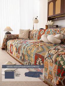 1PC Bohemian Sag Folk Sofa Throw, Durable Anti-Scratch Full Season Furniture Cover, Chic Interior Accent To Add Warm Charm To Small & Large Modern Apartment Living Rooms - 1PC - View 12