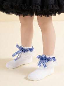 2 Pairs Cotton Kids Multi-Color Gradient Lace Ruffle Elegant Princess Style Large Ruffle Dance Lace Short Socks, Spring/Summer - Multicolor - View 5