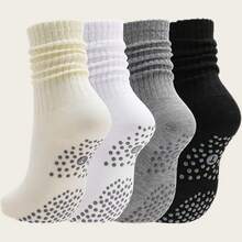2/4/6/8 Pairs Women's Pilates Slouch Crew Yoga Socks, Non-Slip Grip For Ballet Dance And Hospital Workout - Multicolor - View 14