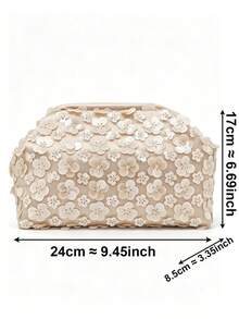 Tidet Ever Champagne 3D Floral Sequin Mesh Shell Clutch Bag, Luxury Evening Bag For Women, Suitable For Prom, Bridesmaid, Wedding Guest And Formal Party Occasions - View 7