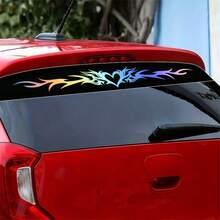 Autocollant de pare-brise de voiture en forme de cœur coloré avec motif de flamme, parfait pour améliorer l'apparence de votre voiture, imperméable et résistant aux rayures, convient à tous les modèles de voiture, matériau durable de haute qualité, longue durée - Autocollants pour voiture - Voir 2