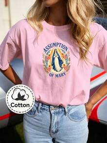 T-shirt unisexe en coton avec imprimé "Angel Virgin", 100% coton, manches courtes, coupe ample, col rond - Noir - Voir 8