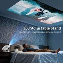 AOC 智慧投影機,原生 1080P 全高清,Android 14,支援 4K 影片,WiFi 6,藍牙 5.2,語音遙控器,自動梯形校正,無線螢幕鏡像,360° 旋轉支架,便攜式家庭劇院投影機,適用於臥室、客廳和戶外 - 查看 9
