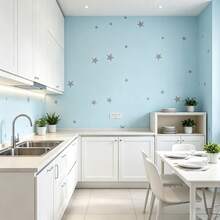 1 Roll Self-Adhesive Blue Star Wallpaper, Easy To Clean & Removable, Simple Installation Wall Sticker, Home Decor Mural For Bedroom & Living Room, 17.7In * 39.3/118.1/196.8In - Blue - View 9