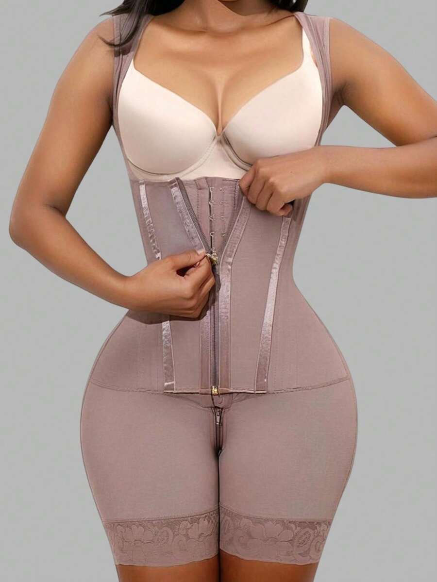 Faja Colombiana Moldeadoras Shapewear Tummy Control Body Shaper Fardles Post Compression Garment - Marrón - Ver 1