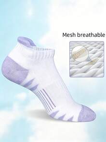 1/5 Pairs [Random Color] Unisex Sports Short Socks, Provides Compression Effect During Running, Comfortable And Soft To Wear, Non-Slip And Breathable. - Multicolor - View 4