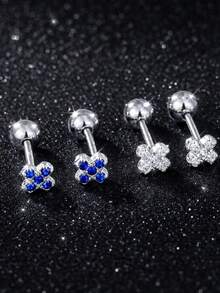 1件 925純銀星星耳釘，螺絲背扣耳環，耳垂後扣式，低過敏穿耳飾品，禮物 - 單隻耳釘 - 查看 9