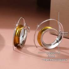 Gmzalx 1 Pair Classic Elegant Dual-Tone Curly Spiral Earrings, Unique Creative Fashion Multi-Function Jewelry - Two-color - View 2