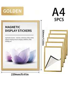2/5pcs A4/A5/A6 Magnetic Sign Holders, Self-Adhesive Transparent Wall Display Frames, Reusable Document And Poster Holders, Suitable For Office, School, Store Organization - Multiple Specifications - View 14