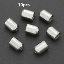 10pcs Stainless Steel Rope End Caps DIY Handmade Bracelet End Accessories Approx. 3mm/4mm/5.5mm Hollow Hole Leather Rope Braided Rope End Stoppers Suitable For DIY Bracelets Necklaces Phone Chains Wire End Fixing Buckles Jewelry Connector Parts Rope And Shoe Accessories Materials DIY Jewelry Making Rope End Accessories - Round Head Bucket Buckle - View 14