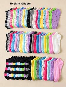 20 Pairs Women's Short Socks, Soft & Comfortable, Casual Versatile, Student Short Socks, Suitable For Valentine's Day Gift Or Outfit, Random Colors - Multicolor - View 9