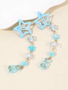 2pcs Girls Y2K Blue Star Bear Candy Decor Hair Clips, Academy Fantasy Fairy Style, Suitable As Gift For Friends - Multicolor - View 4