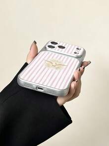 Compatible con IPhone17/IPhone17Pro Max/IPhone17pro/16/15/14/13/14/12/11 Series, 1 pieza Funda de teléfono de cuero PU con textura suave, textura premium, pintura metálica, anti-caída, cobertura completa, botones clásicos, patrón de rayas & paloma, personalizada y de moda, adecuada como regalo de cumpleaños, regalo festivo para amigos, familia, parejas, usted mismo - Multicolor - Ver 4