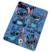 Disney Stitch 平板保護殼，多折疊支架，翻蓋設計，藍牙觸控筆插槽，正反面印有 Stitch 卡通角色，防震防摔，多種折疊方式提供不同觀看角度，藝術設計，適用於 iPad/Air/Pro 機型 - 藍色 - 查看 5