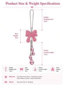 Ornamenti da auto di lusso con fiocco di strass, decorazione per specchietto retrovisore con nappe di cristallo a goccia d'acqua, ciondolo decorativo accattivante per interni auto da ragazza - A - Visualizzare 2