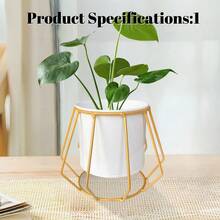 桌面小綠植盆栽 | 直徑 9cm 適合多肉植物、黃金葛及其他小型植物 | 多款風格支架可選，土培與水培雙用，極簡奢華外觀，辦公桌、窗台、陽台裝飾花盆 - B002 - 查看 6