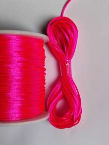 Silk Thread Satin Cord 1mm - 5 Meters Various Colors - Neon Pink - View 1