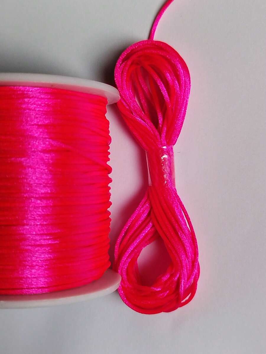 Silk Thread Satin Cord 1mm - 5 Meters Various Colors - Neon Pink - View 1
