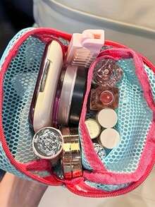 2pcs Multi-Colored Mesh Travel Storage Bags With Random Colors, Transparent Mesh, Large Capacity For Storing Toiletries, Very Suitable For Swimming An - Multicolor - View 2