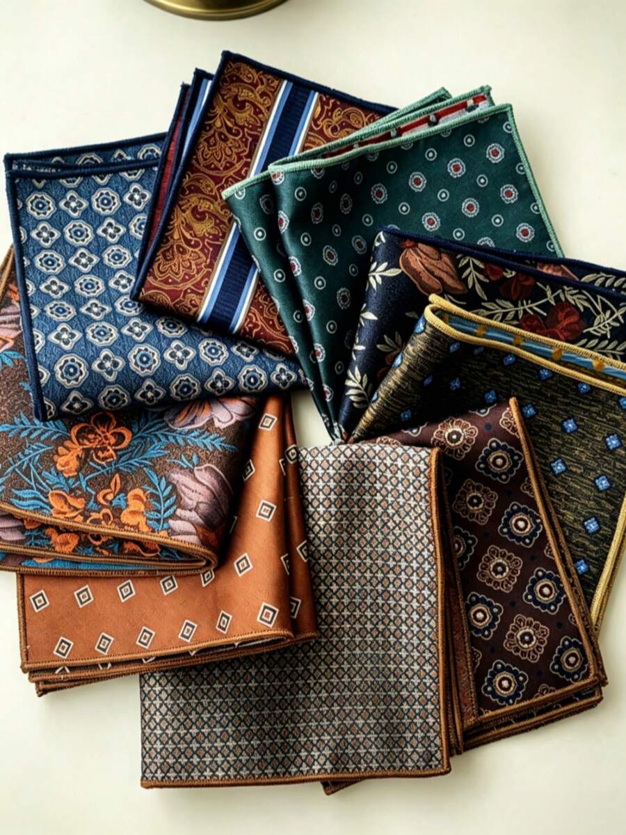 1 Buah Sapu Tangan Saku Pria Gaya Retro Inggris – Sapu Tangan Jas Bermotif Serbaguna, Elegan untuk Bisnis, Acara Formal, Pernikahan & Pesta - sapu tangan saku - View 1