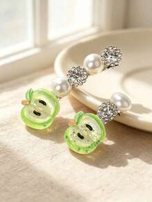 2 Peças Presilhas de Cabelo Criativas e Engraçadas para o Dia a Dia, Versáteis e Excêntricas, com Frutas, Strass e Pérolas para Franja Lateral - 26813 - Visão 3