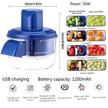 RAF Electric Grape Peeler, Tomato & Garlic Slicer - Rechargeable Automatic Fruit & Vegetable Cutter, Compact Design With High-Efficiency Motor, Ideal Home Chef Tool, Stylish Peeler, Professional Chef's Choice - Multicolor - View 12