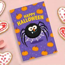1 Greeting Card + 1 Envelope Adorable Halloween Greeting Card, Cute Spider With Pumpkins Pattern "Happy Halloween", Perfect For Friends, Spooky Festive Cartoon Style. - View 10