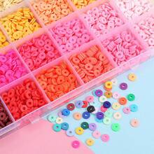 1 Box 4800pcs/2 Boxes 9600pcs 24 Colors Polymer Clay Beads Spacer Beads Heishi Beads Suitable For Necklace Bracelet Phone Chain DIY Jewelry Making - A - View 4