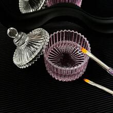 1件大容量玻璃水晶收納盒，多功能美甲刷洗杯附蓋，透明水晶杯，美甲沙龍配件裝飾收納展示盒 - 無色 - 查看 12
