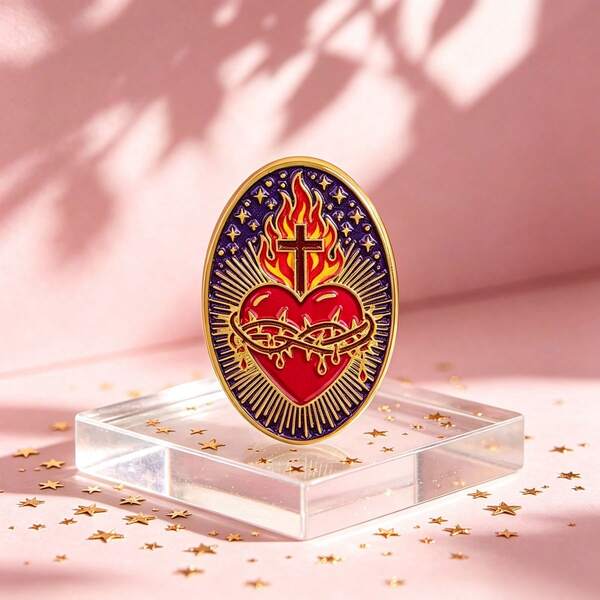 Alfileres de solapa y broches de esmalte del Sagrado Corazón de Jesús, insignias para mochilas, bolsos, decoración genial, regalo para amigos