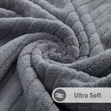 4 Extra Large Bath Towels - Checkered Microfiber, Highly Absorbent & Ultra-Soft, Suitable For Bathroom, Gym, Hotel, Home - Multiple Colors Available, Microfiber Texture - 灰色 - 查看 3