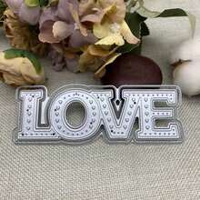 「Love」金屬沖壓模具卡片製作套裝，包含壓花紙、沖壓模具組、剪貼簿模板及其他配件，適用於機器沖壓 - 銀色 - 查看 2