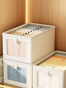 Large Capacity Clothes Storage Boxes Portable Dustproof Clothes Storage Bags Large Canvas Storage Organizer Box Blanket Bedding Comforters Organizer Family Moisture-Proof Closet Organizer For Bedroom And Closet Bedroom Home Essentials Accessories - White - View 2