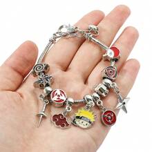 Anime Naruto Jewelry Set, Akatsuki Red Cloud Pendant Necklace Keychain, Sharingan Charms Beaded Bracelet, Cosplay Accessories Gift For Anime Fans - Multicolor - View 7