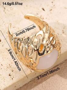NAIZHU 1/4pcs Luxury Vintage Old Money Style Resin & Metal Rings For Women, Daily Wear, Date, Party Accessory - Multicolor - View 11