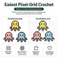 [DIY Pixel Bead Crochet Kit]Pixel Octopus Crochet Kit, Suitable For Beginners Adult Handmade Semi-Finished Product Set. Includes Full Set Of Tools (Random Color Accessories) And English Guide. No Bead Template Needed. Crochet To Get Pixel Style, Can Make Keychains, Pendants - DIY Crochet Kit - View 2