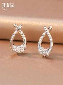 Hihho 1 Pair Luxury Style Round Hoop Earrings, Elegant Versatile Women's Earrings Suitable For Commute, Date, Gathering - Round Zirconium - View 7