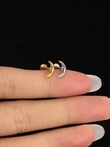 1pc 16G Titanium Steel Moon Goddess Flat Back Screw Ear Stud | Stacked Earring | Cartilage Earring | Lobe Earring | Helix Earring (Not A Pair) - Goddess Moon - View 2
