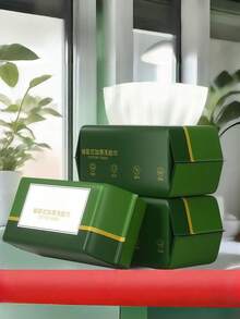 可重複使用加厚臉部毛巾 100入/包 旅行用清潔巾 乾濕兩用卸妝棉 柔軟布料 - 墨綠色 - 查看 2