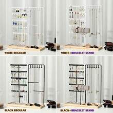 1pc Detachable Double-Door Jewelry Display Stand, Wooden Base, Suitable For Earrings, Necklaces, Pendants, Desktop Storage Rack, Ideal For Gifts Or Commercial Use, Suitable For Valentine's Day, Back To School, Holidays, Jewelry Storage, Bedroom And Other Occasions - Log Base + Single Rod Double Door - View 6