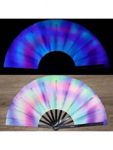 Fluorescent Kung Fu Fan - Essential For Music Festivals And Queuing, Suitable For Men And Women, With Excellent Glowing Effect. Perfect For Music Festivals, Stage Performances, Photography, Various Events, Parties, Graduation Ceremonies, Teacher's Day And Birthdays. A Perfect Gift For Friends And Family, Also Suitable For Music Festivals, Carnivals, Rainbow Themed Costumes, Disco Parties And Glow-In-The-Dark Parties. Lightweight And Portable. - Multicolor - View 13