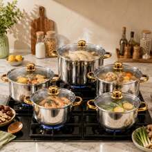 5pcs Stainless Steel Cookware Set (5 Pots + 5 Lids) - Suitable For Dorm/Camping Use | Dishwasher , Compatible With All Stove Types, Essential For Camping | Durable Kitchen Tools, Camping Stove, Camping Cooking Set - View 2