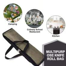 1Pc Large Capacity Handheld Scratch Resistant Thickened Long Shape Washed Canvas Portable Waterproof Dustproof Storage Pouch For Outdoor Camping Hiking Picnic Kitchen Knives Utensils - Multicolor - View 11