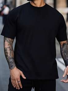Men's Sports T-Shirt Summer Jersey Style, Supports Uploading Multiple Photos, Private Layout Design To Create Unique Sports Top Black - Black - View 3