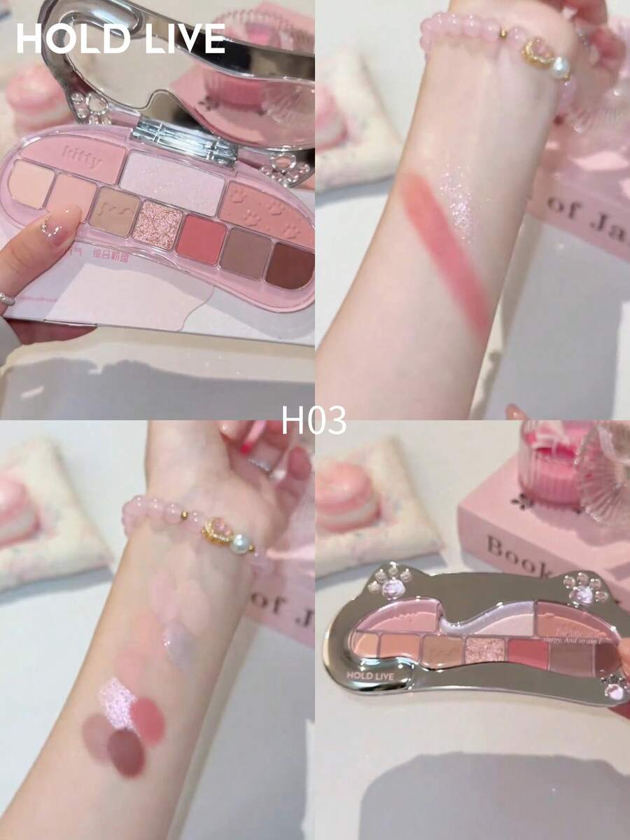 HOLD LIVE Meow Meow 活力綜合色盤 10色眼影 低飽和柔和芋灰色系粉色 - H03 - 查看 1