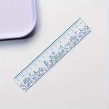 1pc Transparent Floral Acrylic Ruler, Dual Scale Transparent Ruler, Spring Floral Pattern Measuring Ruler, Suitable For Students, School, Office, Painting, Scrapbooking, Stationery Gifts, Office And School Supplies - Multiple Styles - View 6
