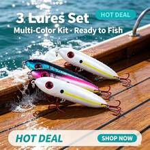 1/3pcs Lure Bait, Floating Pencil Lure Long Cast Freshwater Bass, Perch, Tuna Artificial Fish Bait Lure Set - Multicolor - View 10